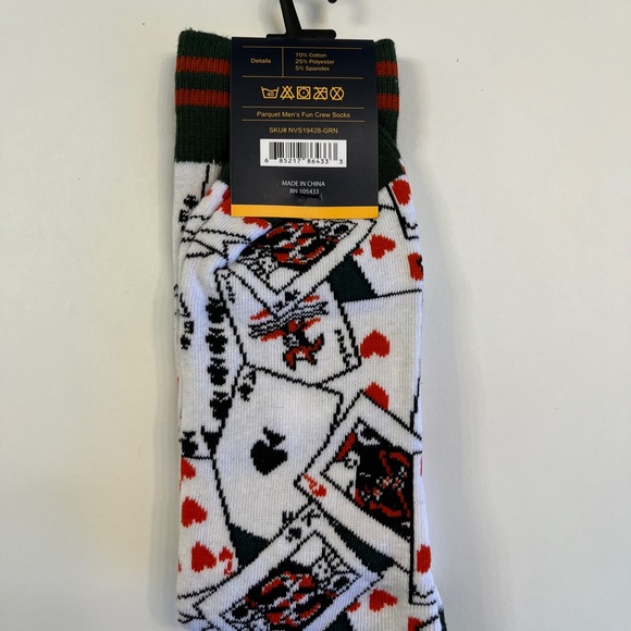 Crew Socks -Playing Cards- White/ Red/ Green -NWT - Picture 3 of 4